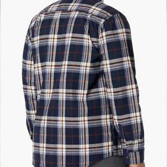 Carhartt 2XLT Loose Fit Heavyweight Flannel Long Sleeve Plaid Shirt Navy 105078 - Picture 4 of 11